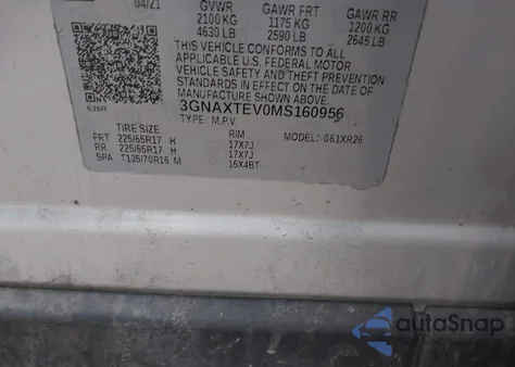 2021 Chevrolet Equinox Awd 2Fl from USA, damaged, VIN 3GNAXTEV0MS160956